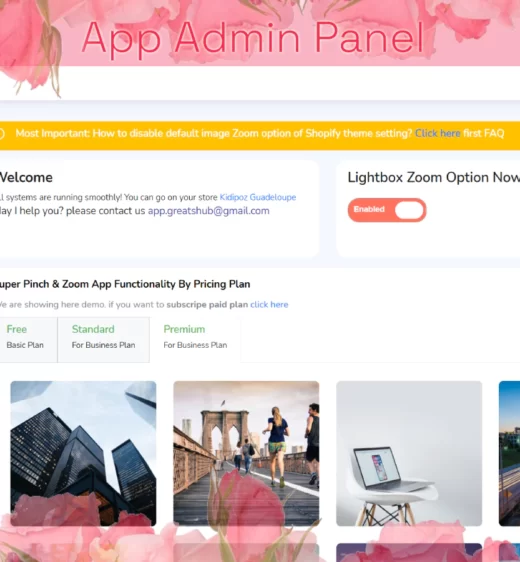 super pinch zoom deshboard setting